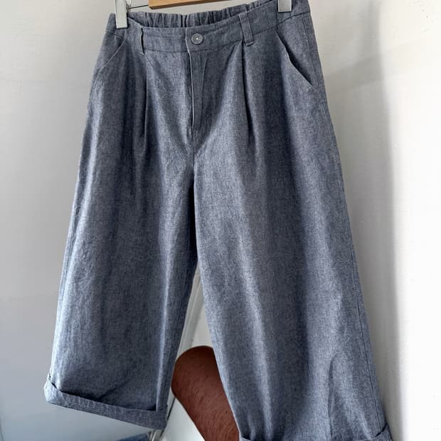 Cotton straight silhouette gaucho pants