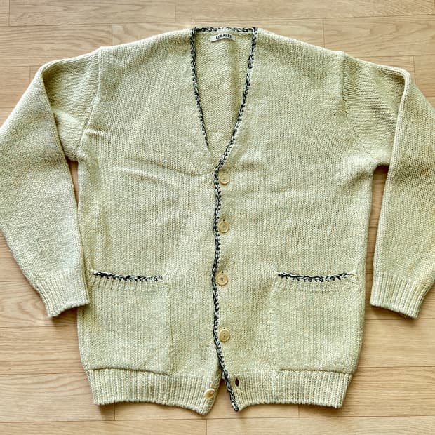 AURALEE 오라리 실크 울 카멜 믹스 니트 가디건