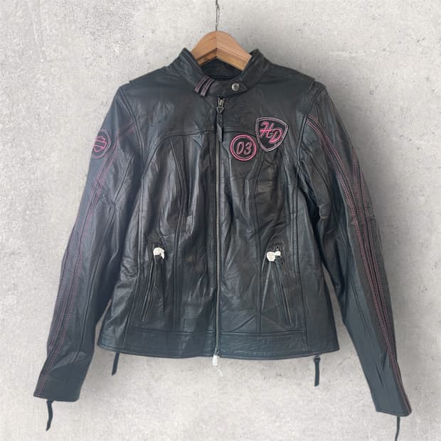 할리데이비슨 여성 가죽자켓 핑크라벨