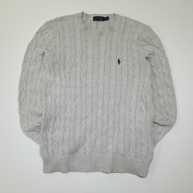 CL042 M 폴로 랄프로렌 아이스 그레이 시그니처 케이블 코튼 니트