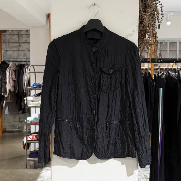프라다 블랙 실크 버튼 자켓