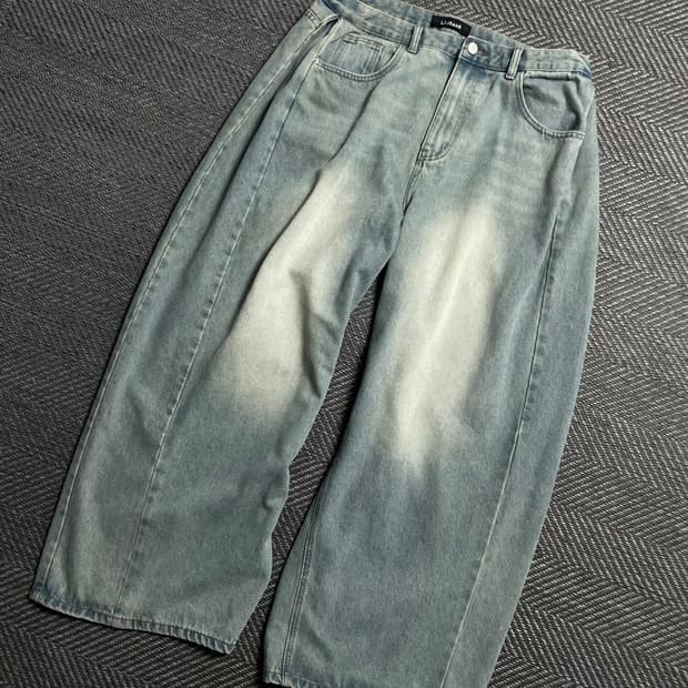 LJ JEAN 빈티지 와이드 벌룬핏 연청 워싱 데님 팬츠y 5819