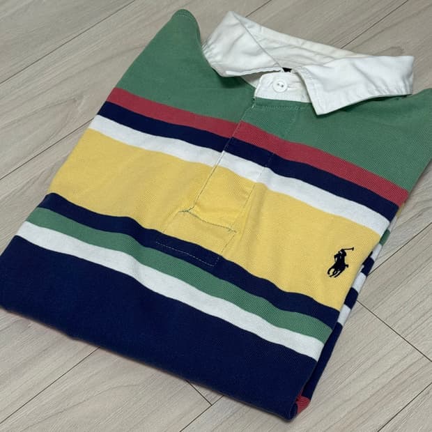 [XL] 폴로 랄프 로렌 멀티 스트라이프 럭비 티셔츠 QR