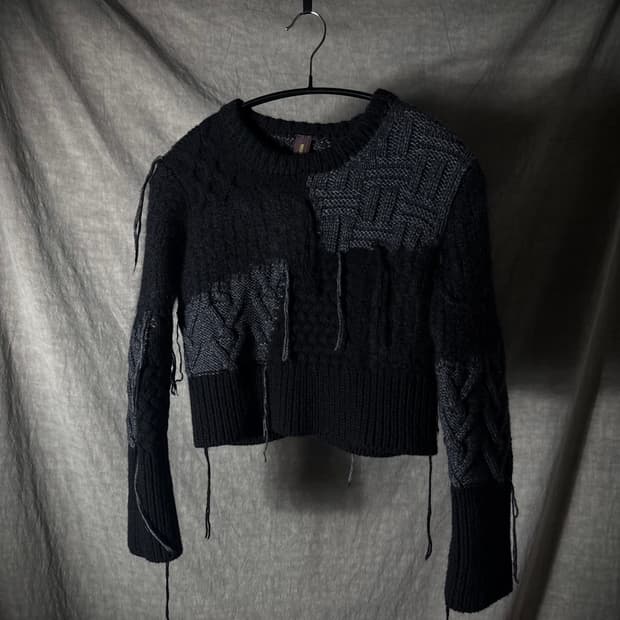 Mihara Yasuhiro Patchwork Crop Knit