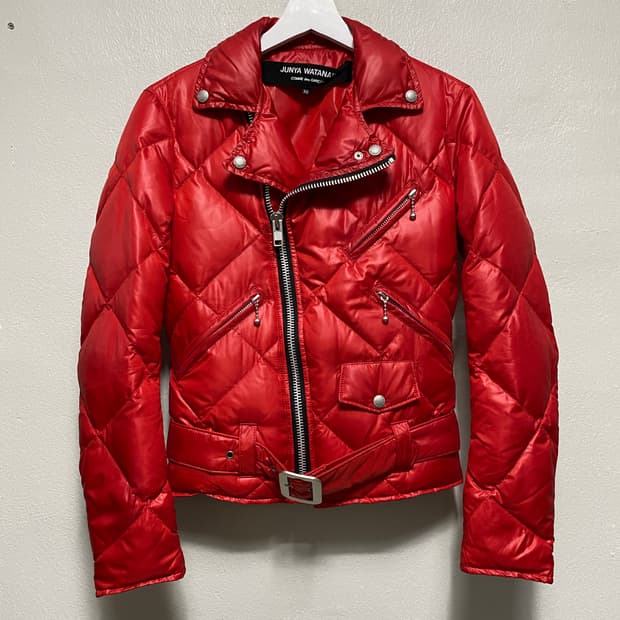 꼼데가르송 퀼팅 구스다운 패딩 라이더 자켓