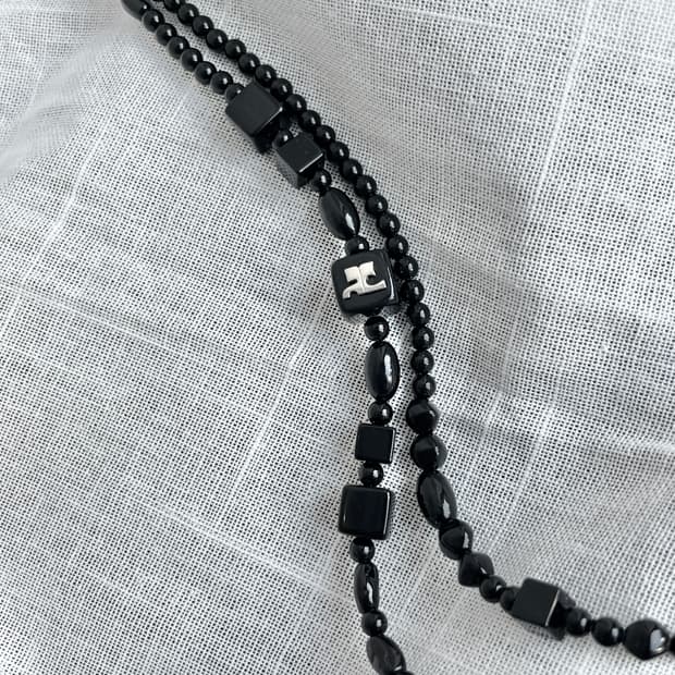 Courreges 꾸레쥬 더블 스트랩 네클리스 블랙