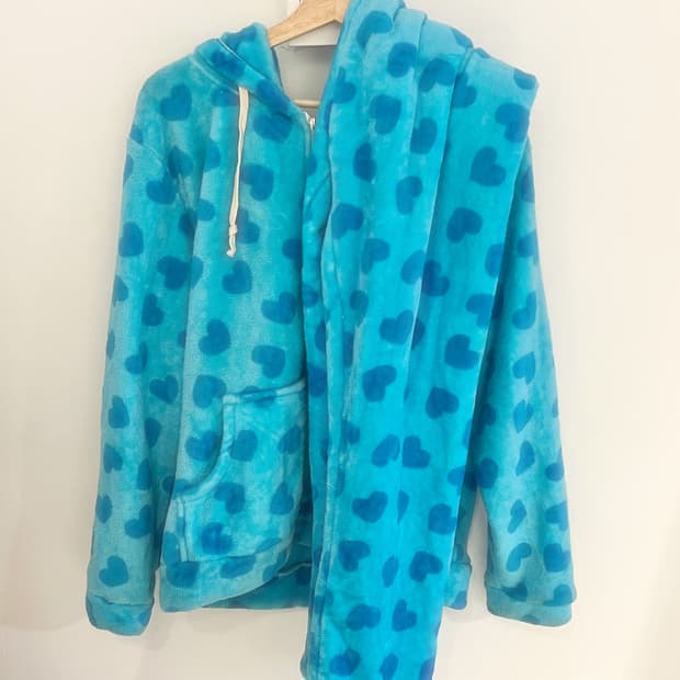 터콰이즈 블루 하트패턴 파자마 세트 🩵