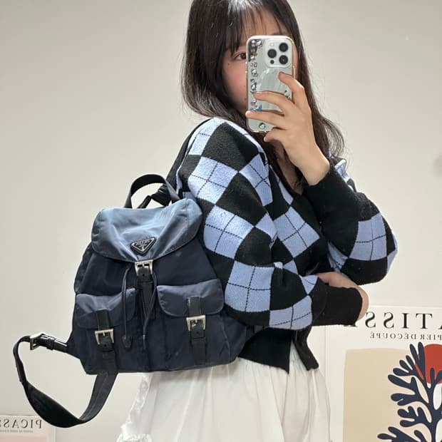 프라다 투포켓 나일론 포코노 백팩 스몰 네이비