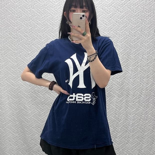 빈티지 멕시코 뉴욕양키스 사토제약 캐주얼 프린팅 반팔티 M C11838