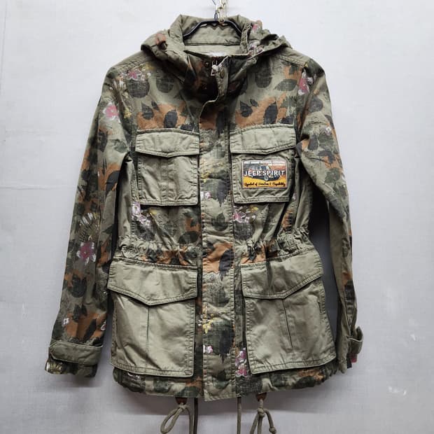 Jeep 지프 플라워 밀리터리 후드 야상자켓 S(S)