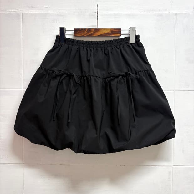 블랙 펌킨 벌룬 리본 미니스커트 JPN