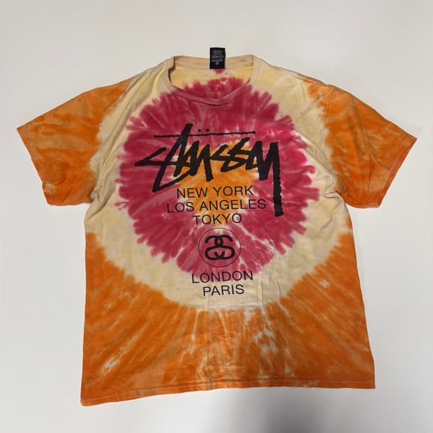 희귀!! 스투시 Stussy 타이다이 시티 로고 반팔 티셔츠 L
