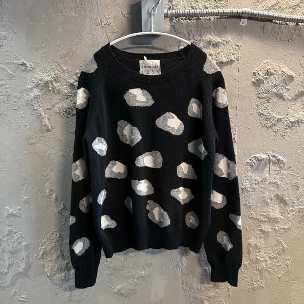 점퍼 JUMPER 1234 도트 패턴 캐시미어 니트 블랙 2