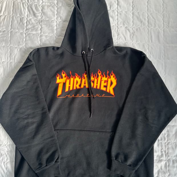 [트레셔] 플레임 후드티 블랙 L