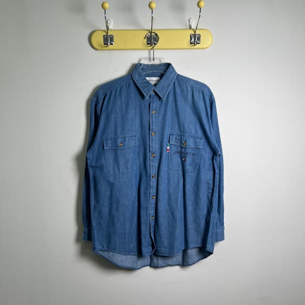 지아니 발렌티노 투포켓 데님 셔츠 L