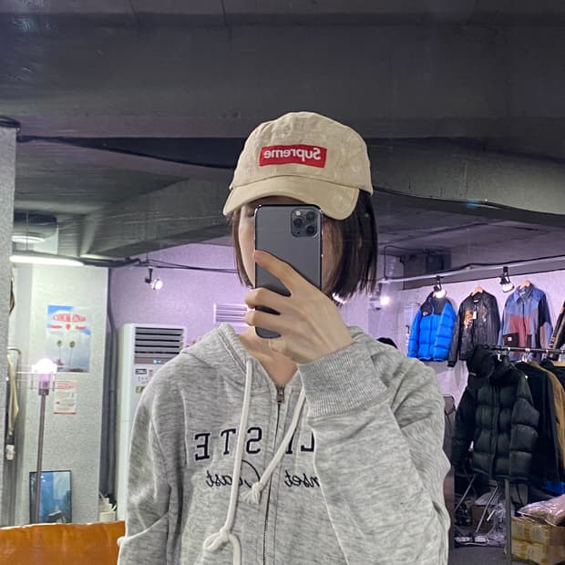 슈프림 베이지 블록 캠프캡 B3870