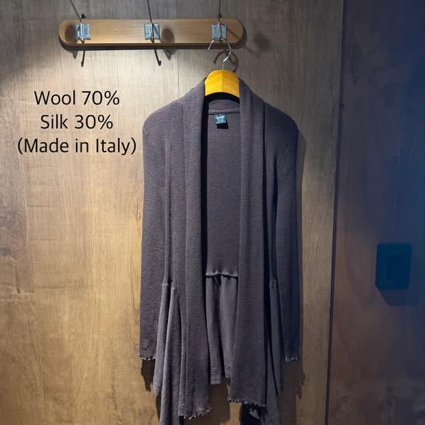 울&실크 숄칼라 로브 디테일 가디건 Made in Italy 