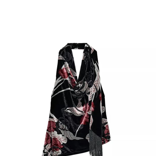 프린지 벨벳 홀터넥