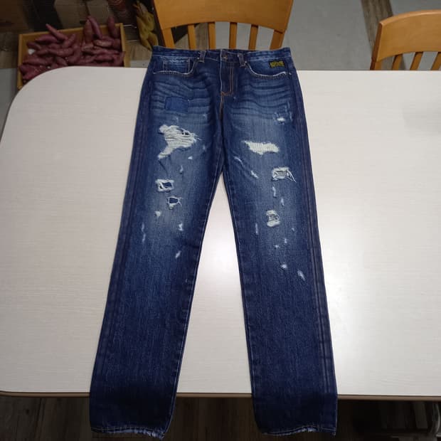 32 EVISU NO.5 Jap 데미지워싱 슬림일자 리페어진 32-352