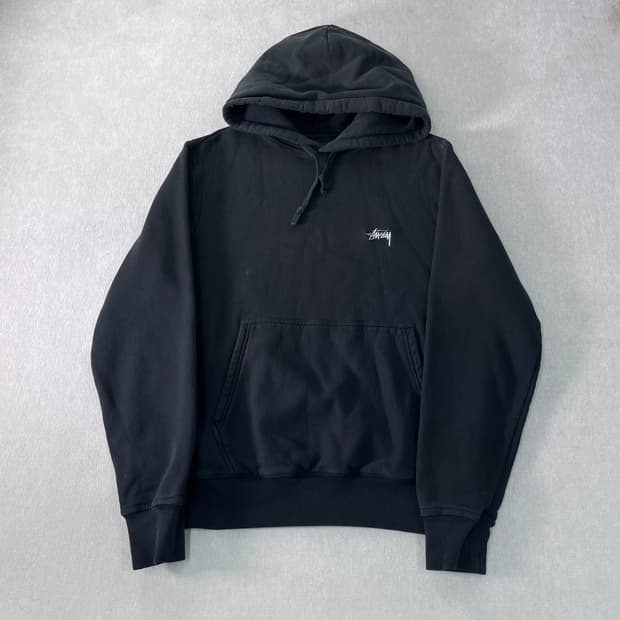 95 스투시 자수로고 블랙 후드티