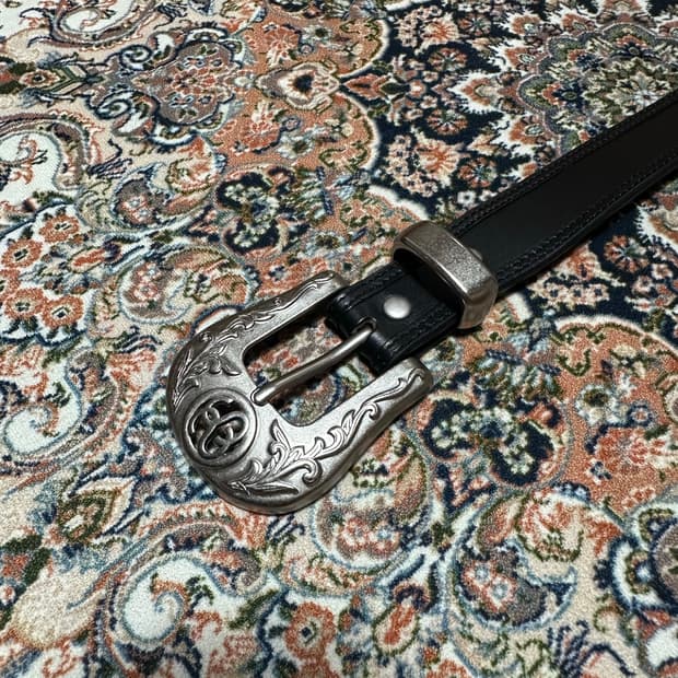 Stussy SS link cowboy belt black