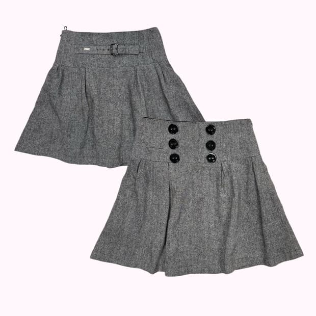 charcoal button detail skirt