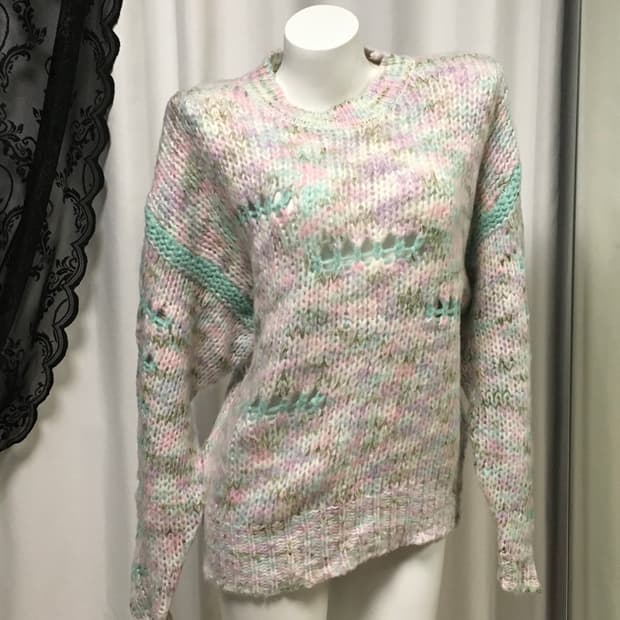 Vintage 나나 하치 하구미 모리걸 펑크 파스텔 오버핏 데미지 니트 