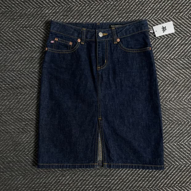 폴로 랄프로렌 레더 로고 데님 스커트 o 3364