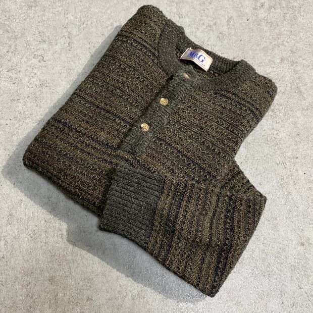 [M] 90s M&G 재팬 메이드 에스닉 헨리넥 울 니트