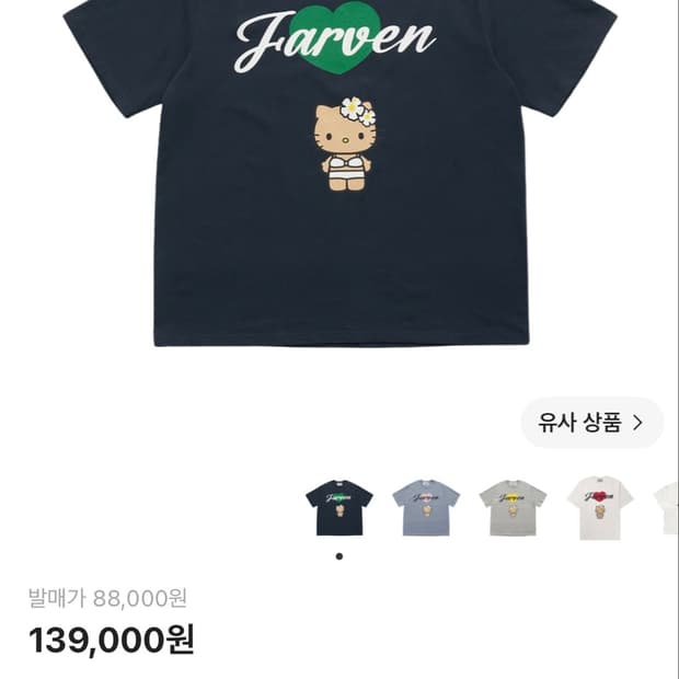 파르벵 태닝 헬로키티 반팔 네이비
