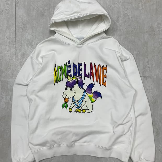 아크메드라비 유니콘 그래픽 화이트 후드티