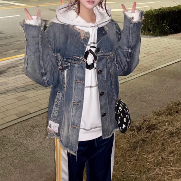 메종 미하라 야스히로 디스트레스 이펙트 카라리스 데님 자켓