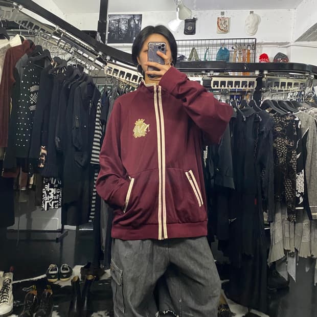 Nautica 버건디 라인포인트 져지집업