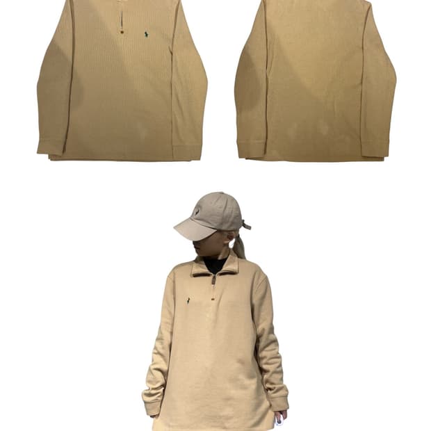 폴로 랄프 로렌 신형 베이지 니트 반집업 L