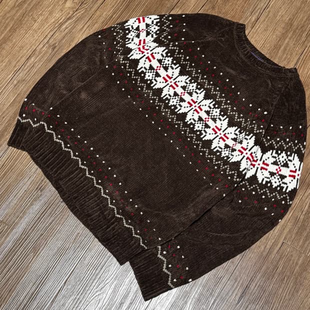 네이리스 브라운 벨벳 오버핏 니트 스웨터