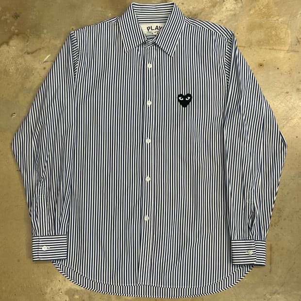 🫶🏻 꼼데가르송 Black 하트 와펜 스트라이프 셔츠 🫶🏻
