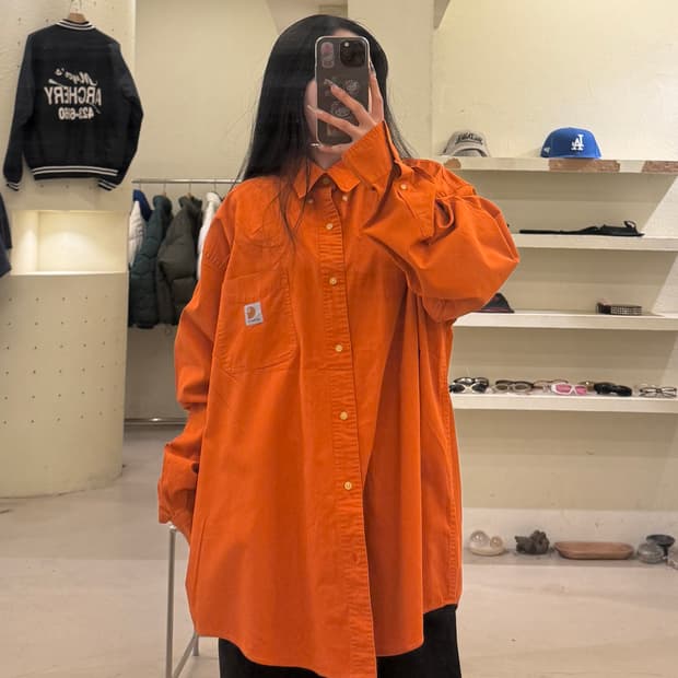 칼하트 오렌지 버튼다운 워크 셔츠 U814