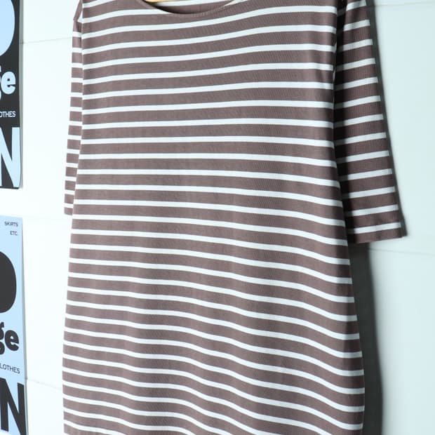 (L-XL) 코스 반팔 티셔츠 Y2K 스트라이프 단가라-H34691