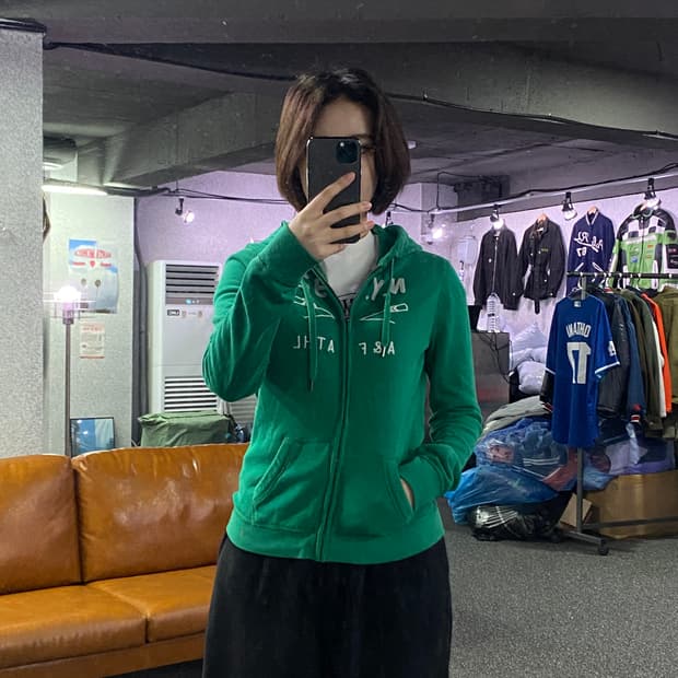 아베크롬비 그린 빅로고 후드집업 B2813