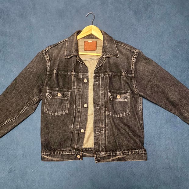 슈가케인 14.25Oz 워싱 블랙 데님 2세대 자켓 (42)