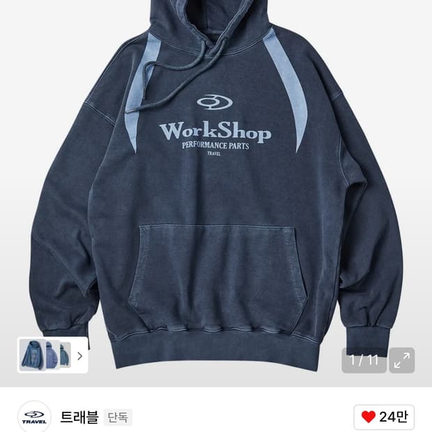 트레블 워크샵 디비전 후드티 M 다크 블루