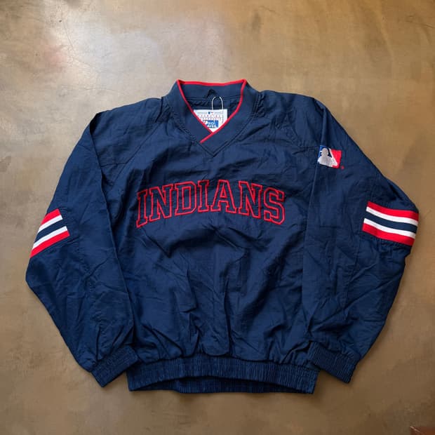 90S 프로 플레이어 클리브랜드 인디언스 스포츠 풀오버 윈드브레이커