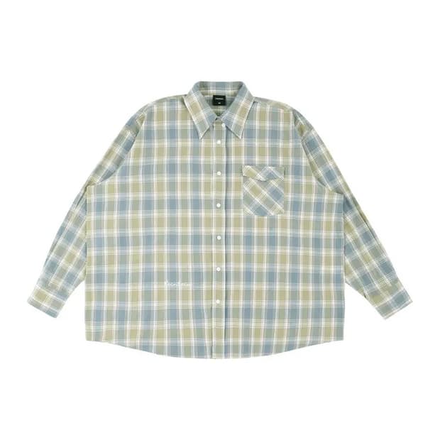ReinSein 레인세인 카키블루 오버핏 체크셔츠