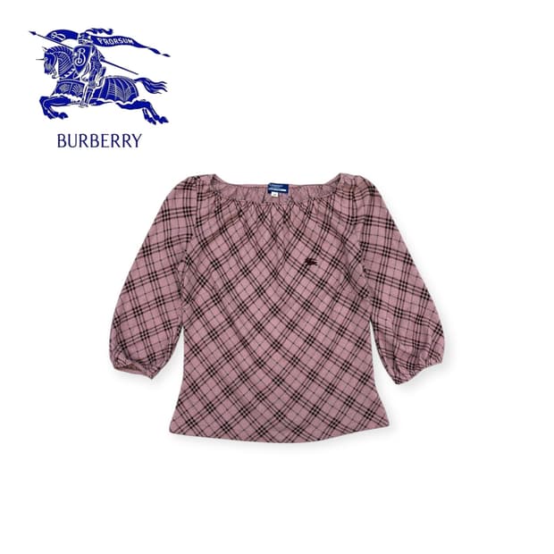 [ 36 ] 버버리 핑크 노바체크 퍼프 블라우스