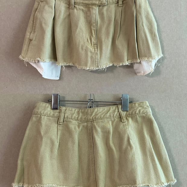 로우라이즈 플리츠 카고 스커트