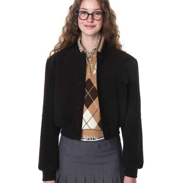 그로브 누아 스웨이드 크롭 자켓 (다크브라운)