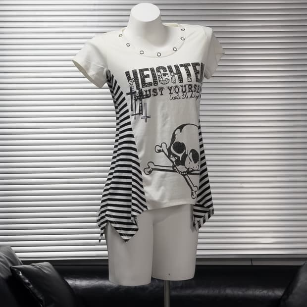 {RICH OR DIE} Skul Stripe Asymmetric Top
