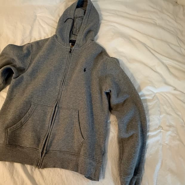 폴로 후드집업 그레이
