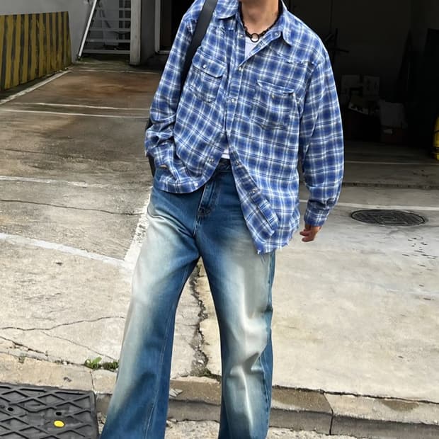 누아클레 옴브레 체크 웨스턴 블루 (라이즈 소희 착용)