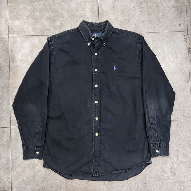 Polo Ralph Lauren 퍼플 포니 흑청 워시 셔츠 (L)